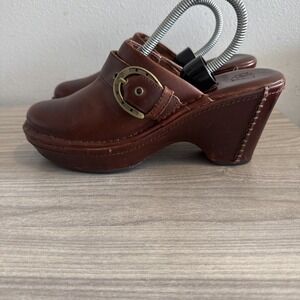Ariat Leather Clog Mule Heels Buckle Strap Womens Sz 9 Brown Western Style 22231